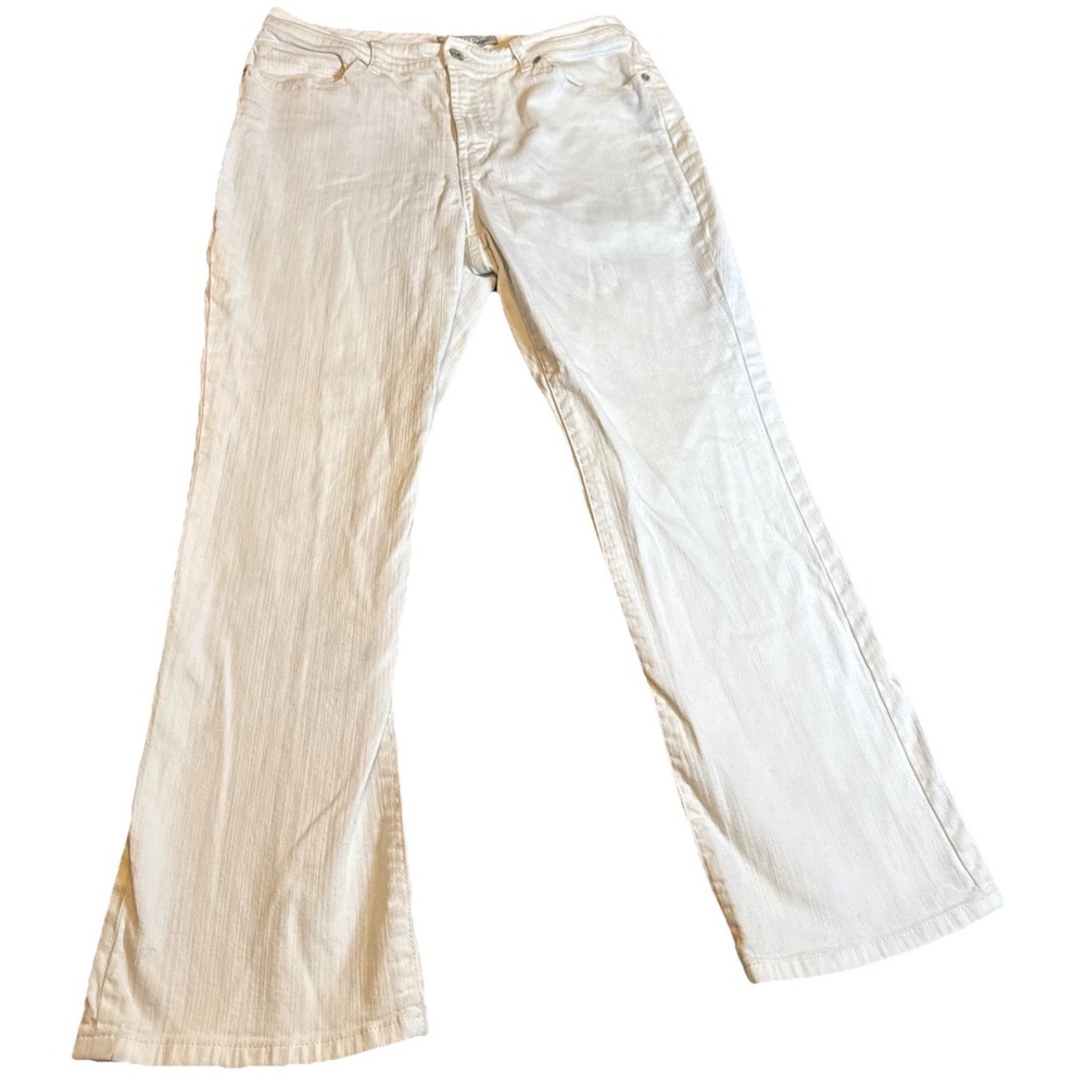 Chico's Women's Pants Size 1.5 Short Beige Straight Leg Stretch Casual Mid Rise
